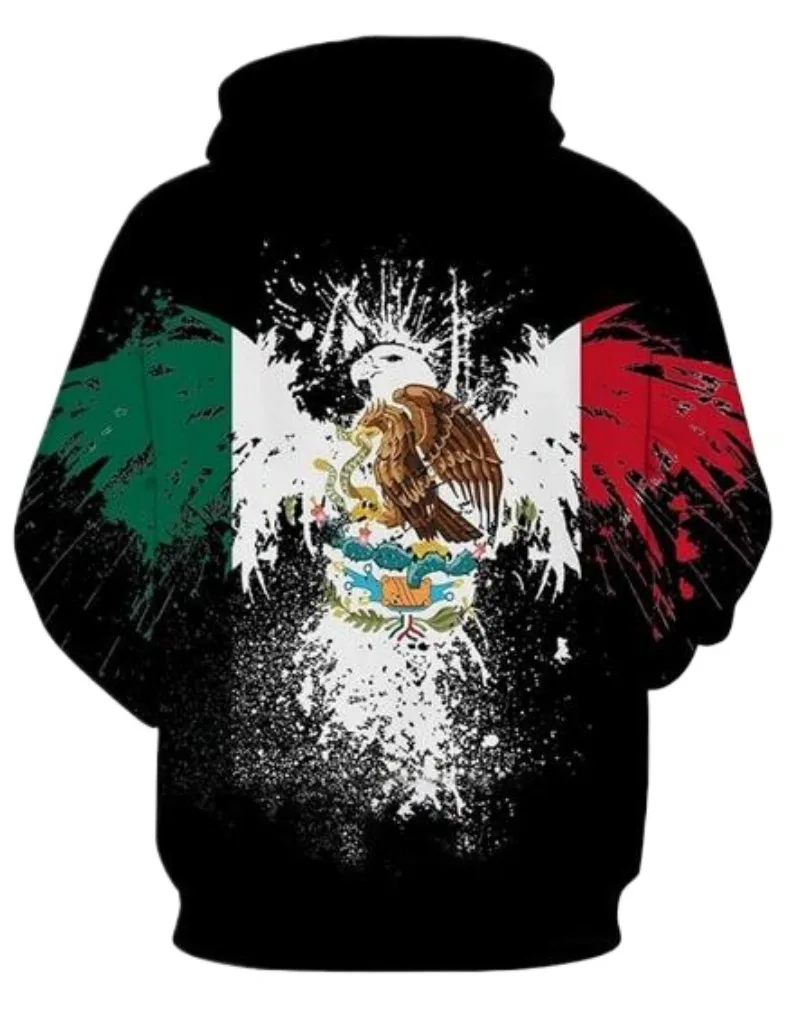 New Fashion 3D Print Mexico Flag Hoodies Men Women with Front Pocket Novelty Hoodies Unisex Long Sleeve Pullover