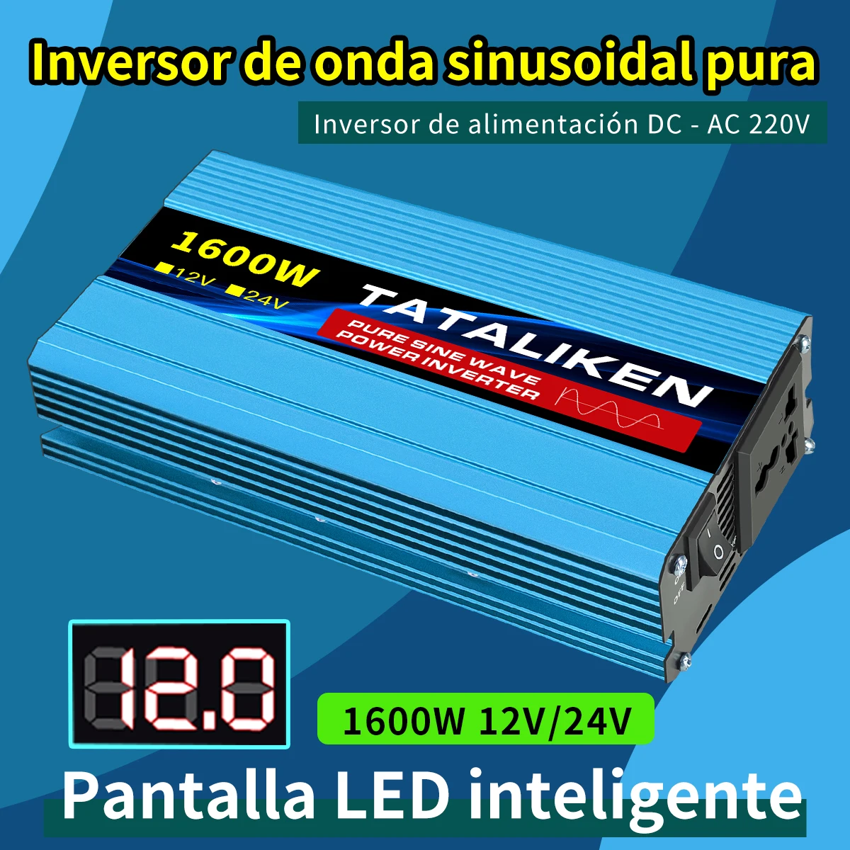 Inversor De Onda Sinusoidal Pura 3000W Haofy, Convierte 12V DC A 220V AC, Con Pantalla Y Múltiples Protecciones - Rojo
