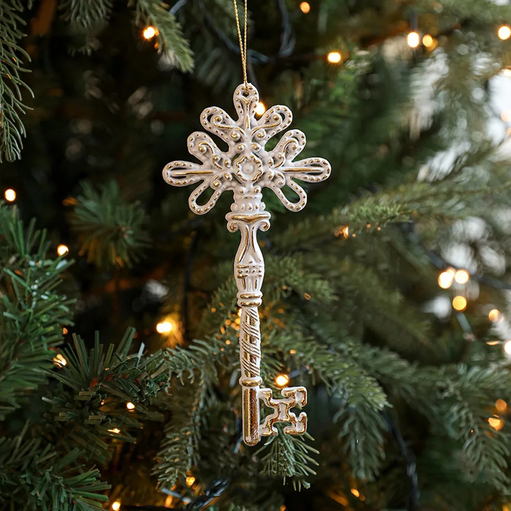 

White Gold Christmas Tree Decoration Elk Plastic Xmas Tree Ornament Conch Cartoon Snowflake Pendant Xmas Celebration