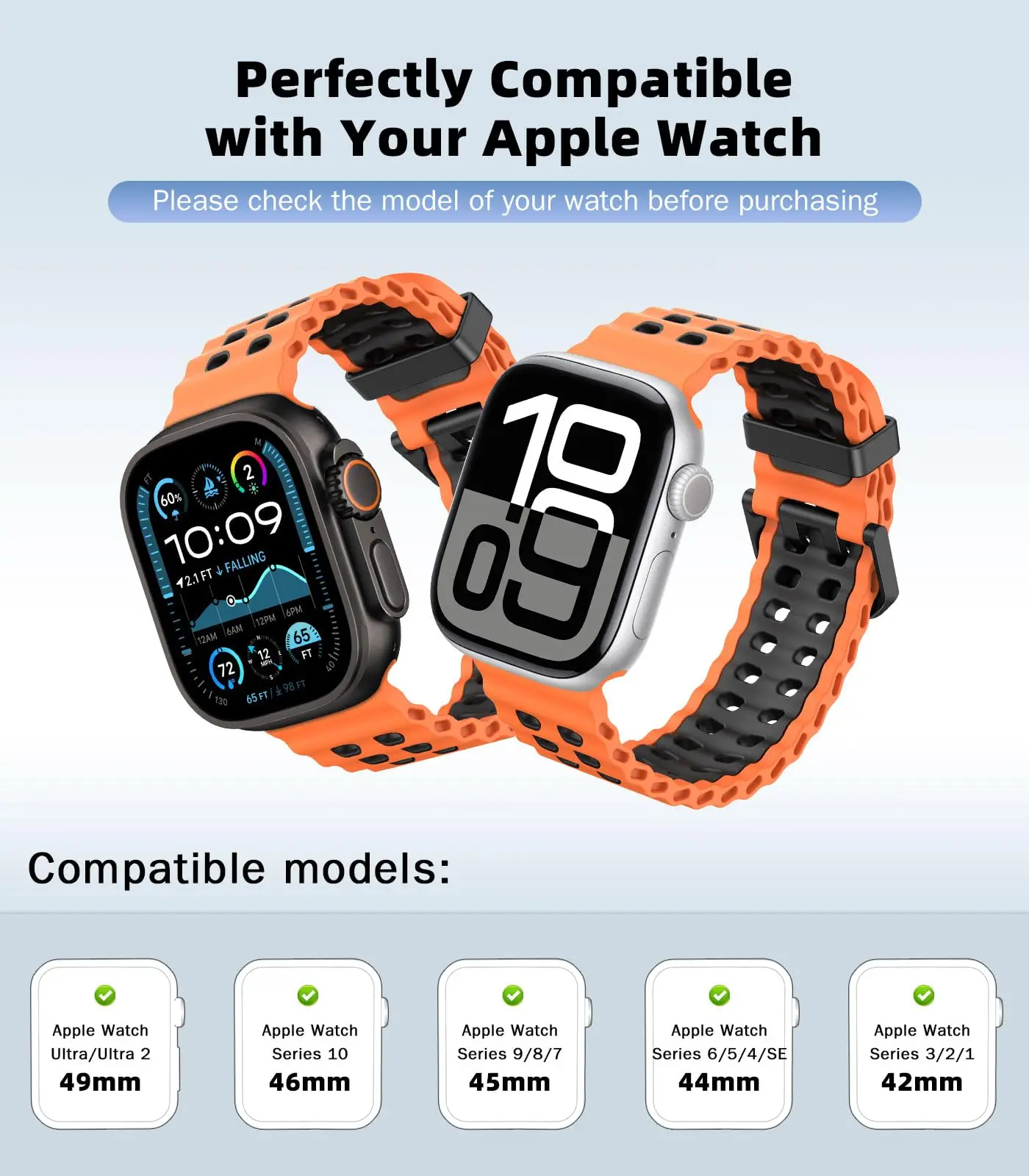 Silicone Strap For Apple iWatch series 10 9 8 7 6 SE Band For Apple Watch Ultra 2 49mm 46mm 45mm 44mm Bracelet Breathable Bands