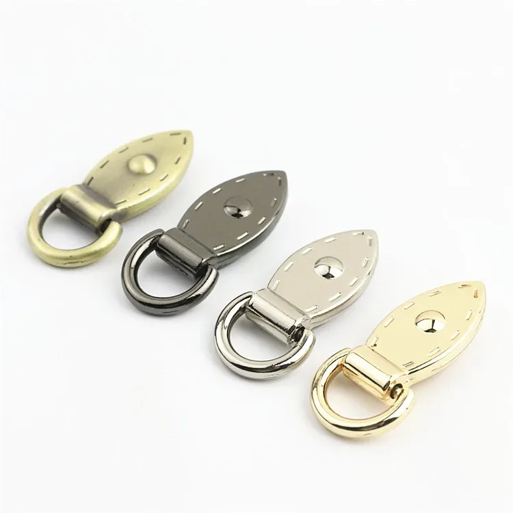 Metal Leaf Shape Bag Anchor D-ring Bag Connector Anchor Buckles With Screws Hanger hooks Bags Belts Strap Leather Craft