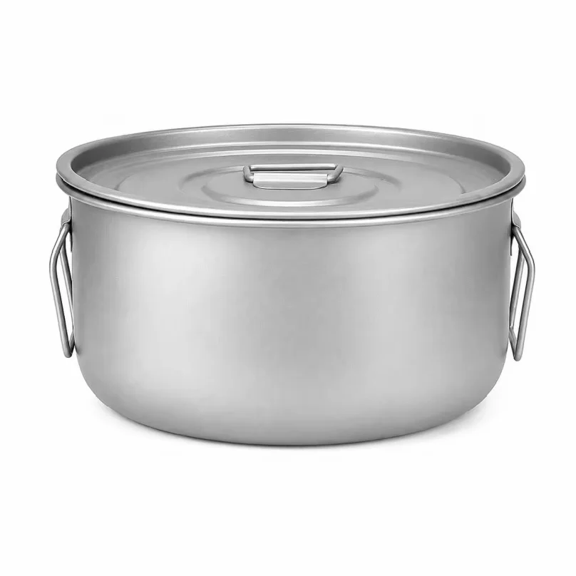Pure Titanium Camping Pot 2.2L with Lid, Foldable Handles, Lightweight Outdoor Cookware for Camping, Hiking & Backpacking