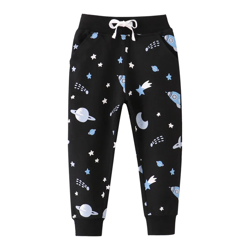 

Jumping Meters 2-7T Boys Girls Sweatpants Space Print Drawstring Toddler Kids Trousers Full Length Pants Baby Autumn Spring