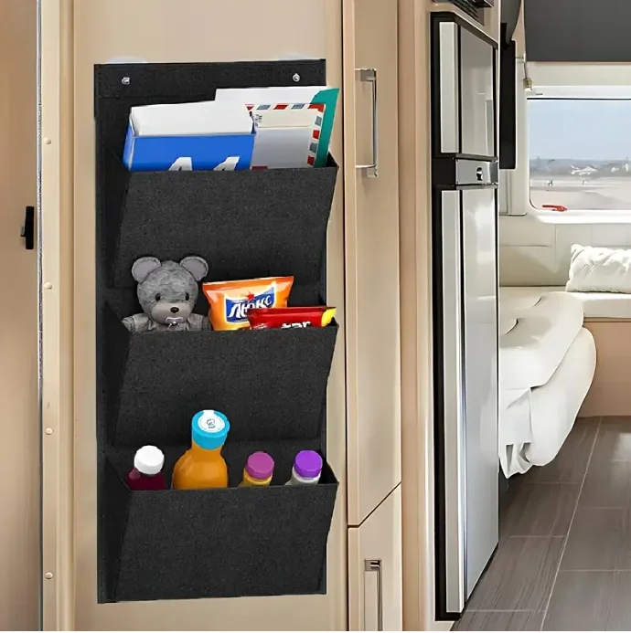 

3Layer Caravans Fabric Storage Organizer With Multiple Compartments RV Shoe Storage Hanging Bag For RV Cabinets Accessories Rack