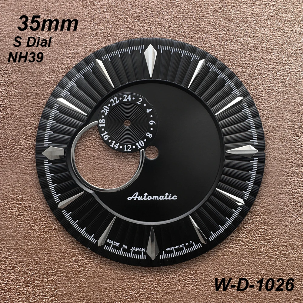 Mostrador de coquetel vazado com logotipo s de 35mm, adequado para movimento automático nh39, acessórios de modificação de relógio de alta qualidade