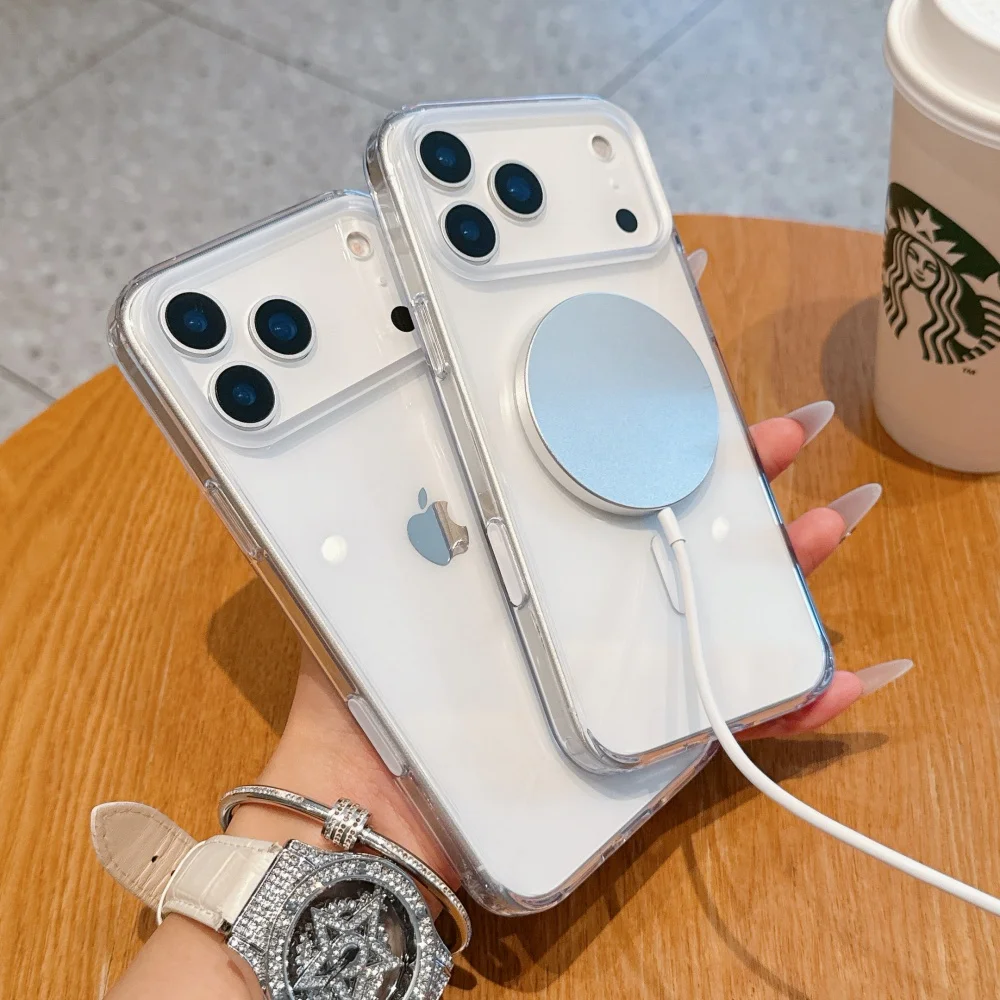 Magsafe Magnetische Hülle für iPhone 17 16 Pro Max Transparente 17 Pro Max Handyhülle mit AI Smart Island Kamera-Steuerknopfabdeckung
