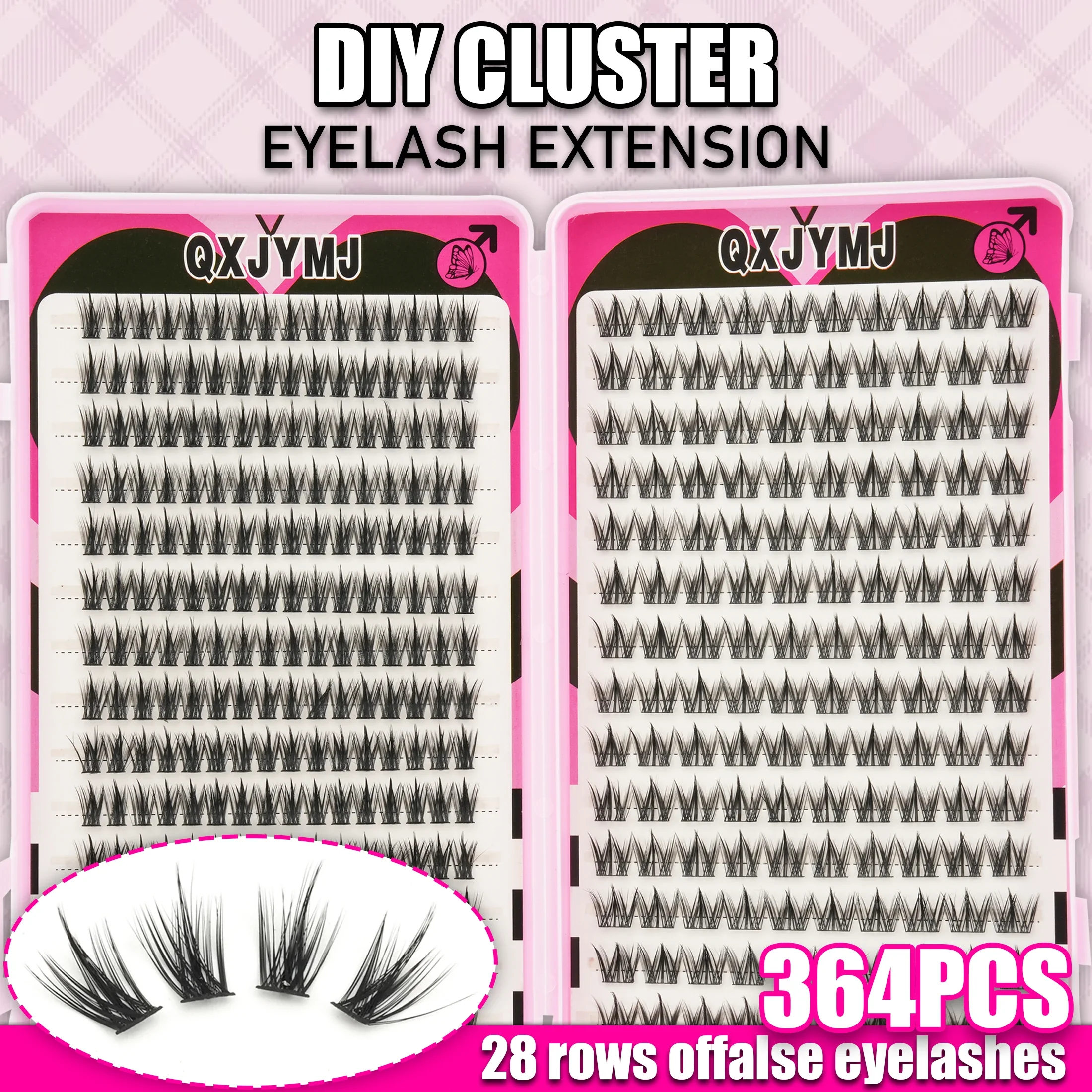 364Pcs Manga Lash Clusters Dog Ear & Wheat Ear Styles Individual False Eyelashes DIY Segmented Extensions for Eye Makeup
