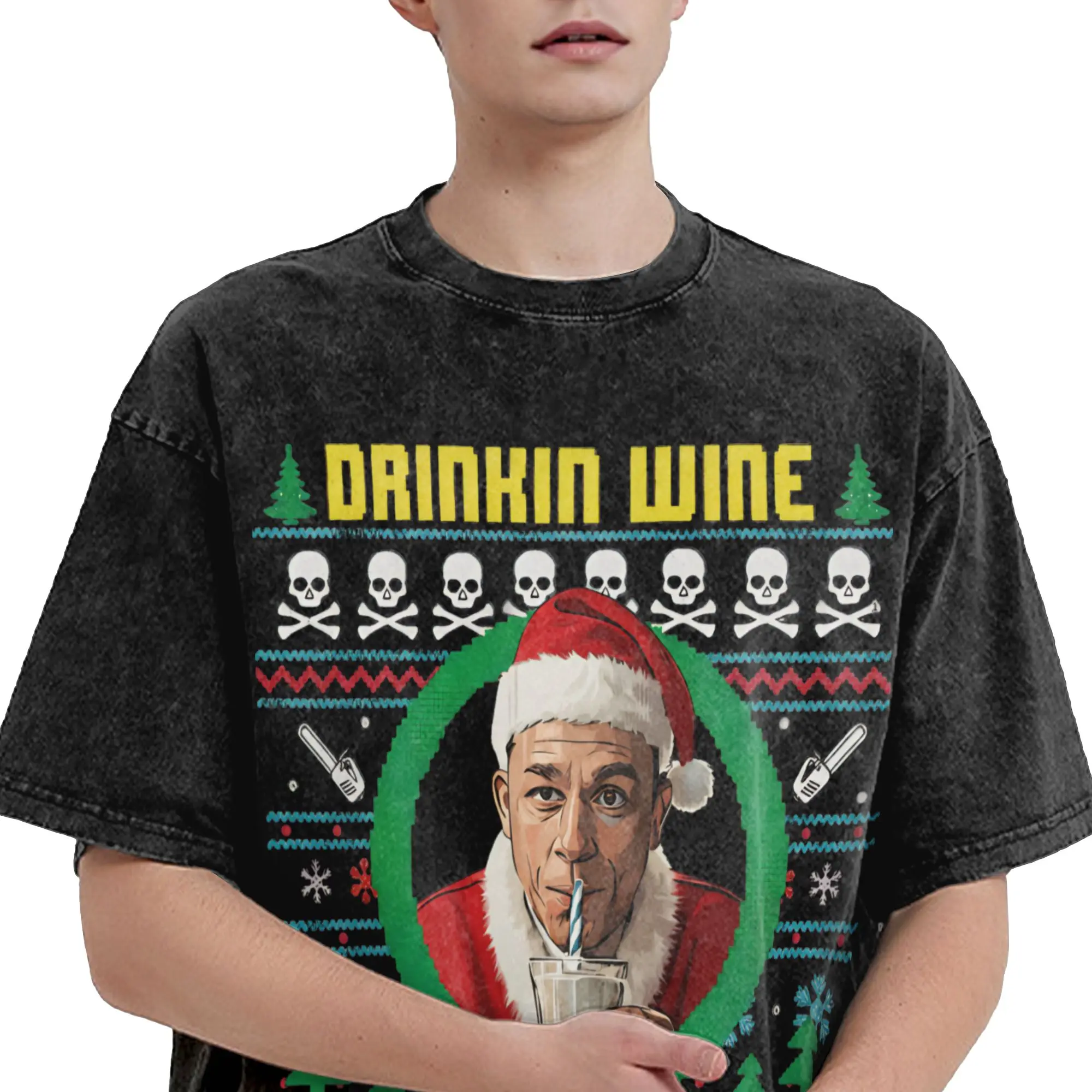 تي شيرت تشارلي هونام إد جين كبير الحجم للشرب نعم أنا ملابس عيد الميلاد تي شيرت للرجال والنساء ملابس قطنية مغسولة