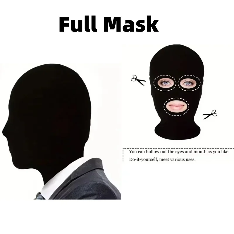 ชุดคอสเพลย์ฮาโลวีน หน้ากากคลุมศีรษะสีดำ ผ้าสแปนเด็กซ์ หน้ากากเต็มหน้า สำหรับเล่นบทบาทสมมติ ผู้ใหญ่ อุปกรณ์ประกอบฉากเทศกาลผี งานปาร์ตี้ งานคาร์นิวัล ชุดแต่งกาย