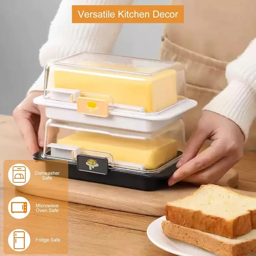 طبق زبدة محكم الغلق مع قاطع غطاء، مناسب لتخزين كونترتوب والثلاجة #5