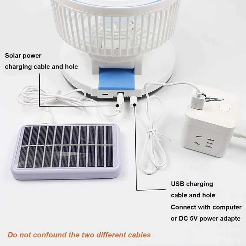 USB Mini Fan Home Desktop Portable Outdoor Cooling FanMultifunction Solar Fan Foldable with LED Light Speed Adjustable