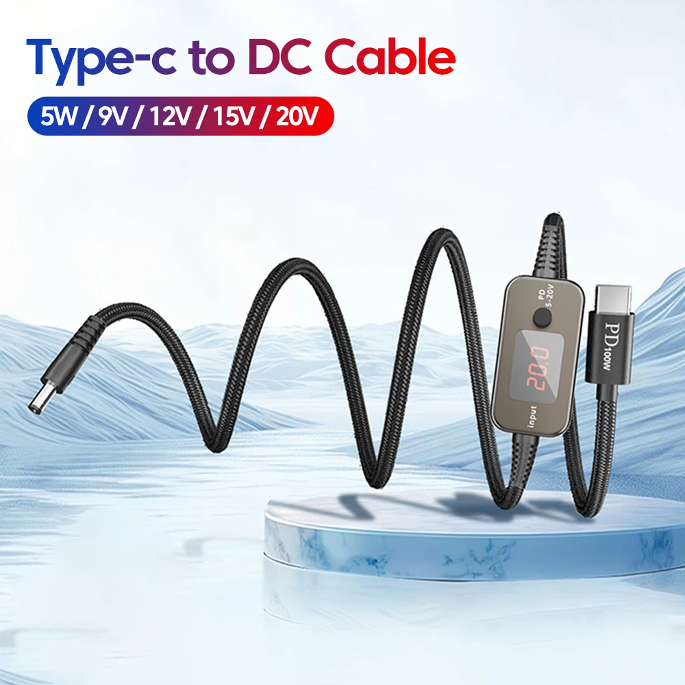 100W Type C To DC Power Boost Cable 5V/9V/12V/15V/20V Adjusted Boost Line Converter Fast Charging Step-up Cord For Wifi Router