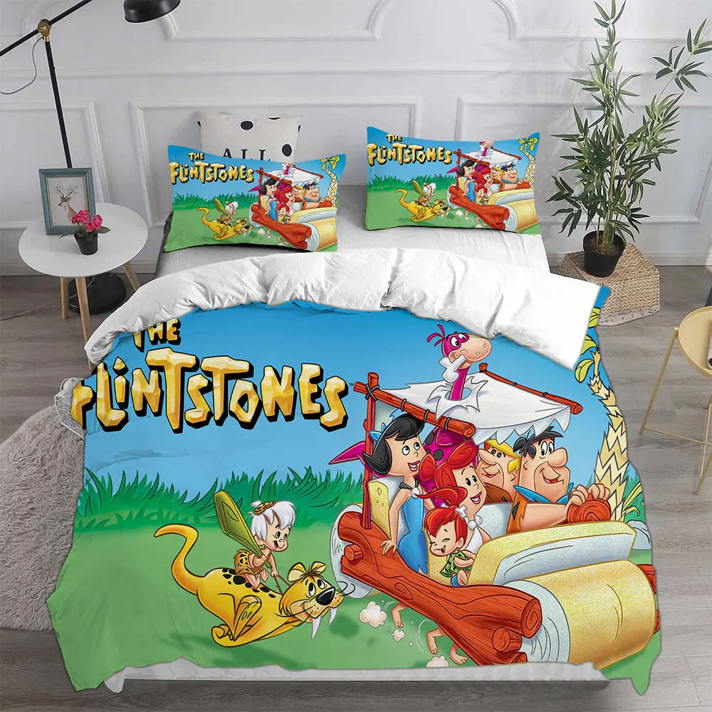 The Flintstones Bedding Sets Comforter Quilt Bed Cover Duvet Cover Pillow Case 2-3 Pieces Sets Kids Adult Size