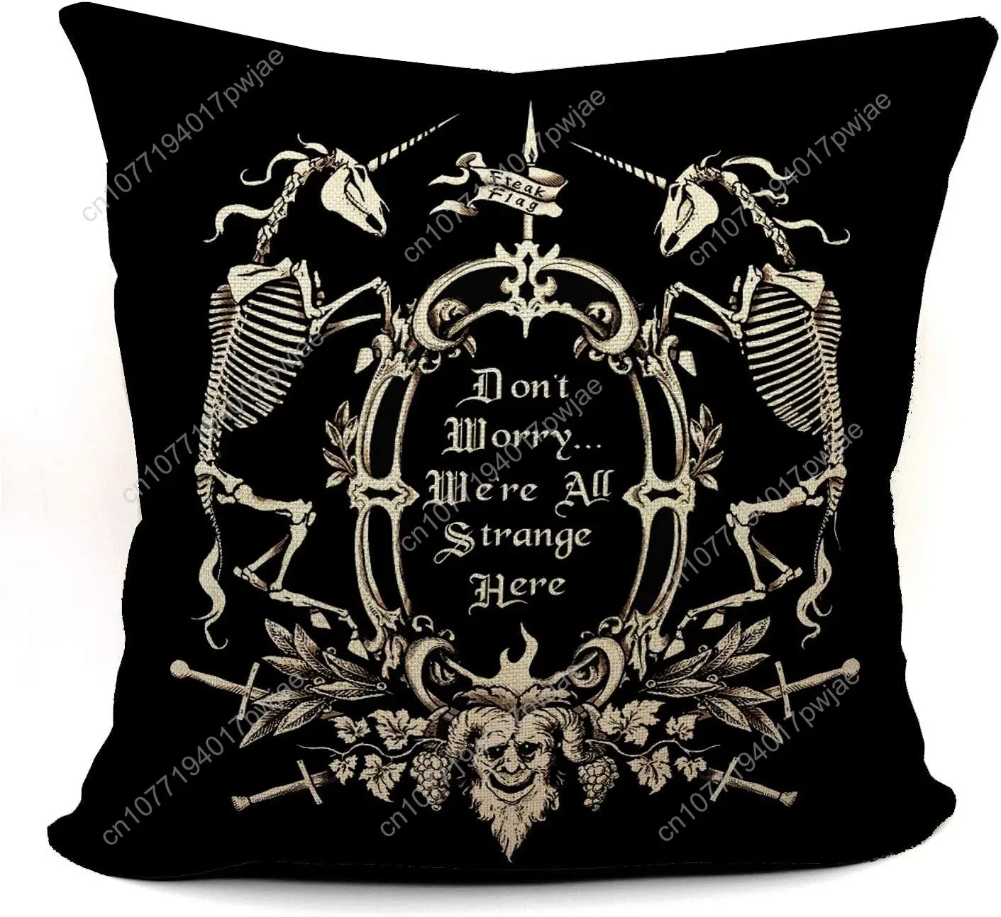 Mancheng-zi Outdoor Halloween Gothic Throw Pillow Covers 18x18, Witchy Bedding, Decorative Pillows