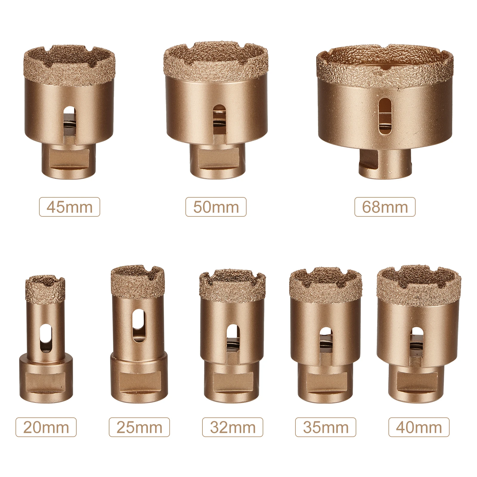 タイルドリルセット,20〜68mm,ダイヤモンドろう付けドライドリルビット,タイル用M14スレッド,クラウン,磁器,セラミックタイル,ドリルビット