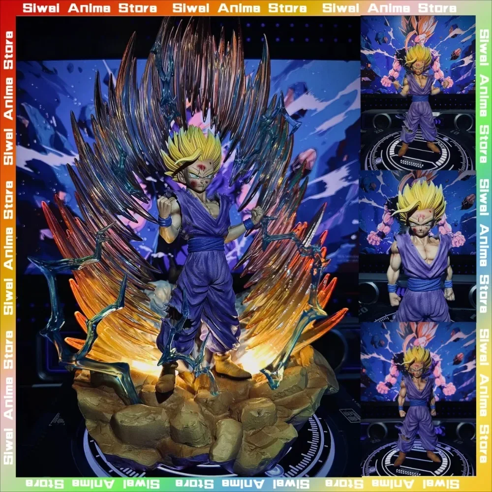 Super Saiyan 2 Gohan Azione luminosa Statua Anime Dragon Ball Z Figure Testa sostituibile Modello a mano Toy Room Decor Regalo di compleanno