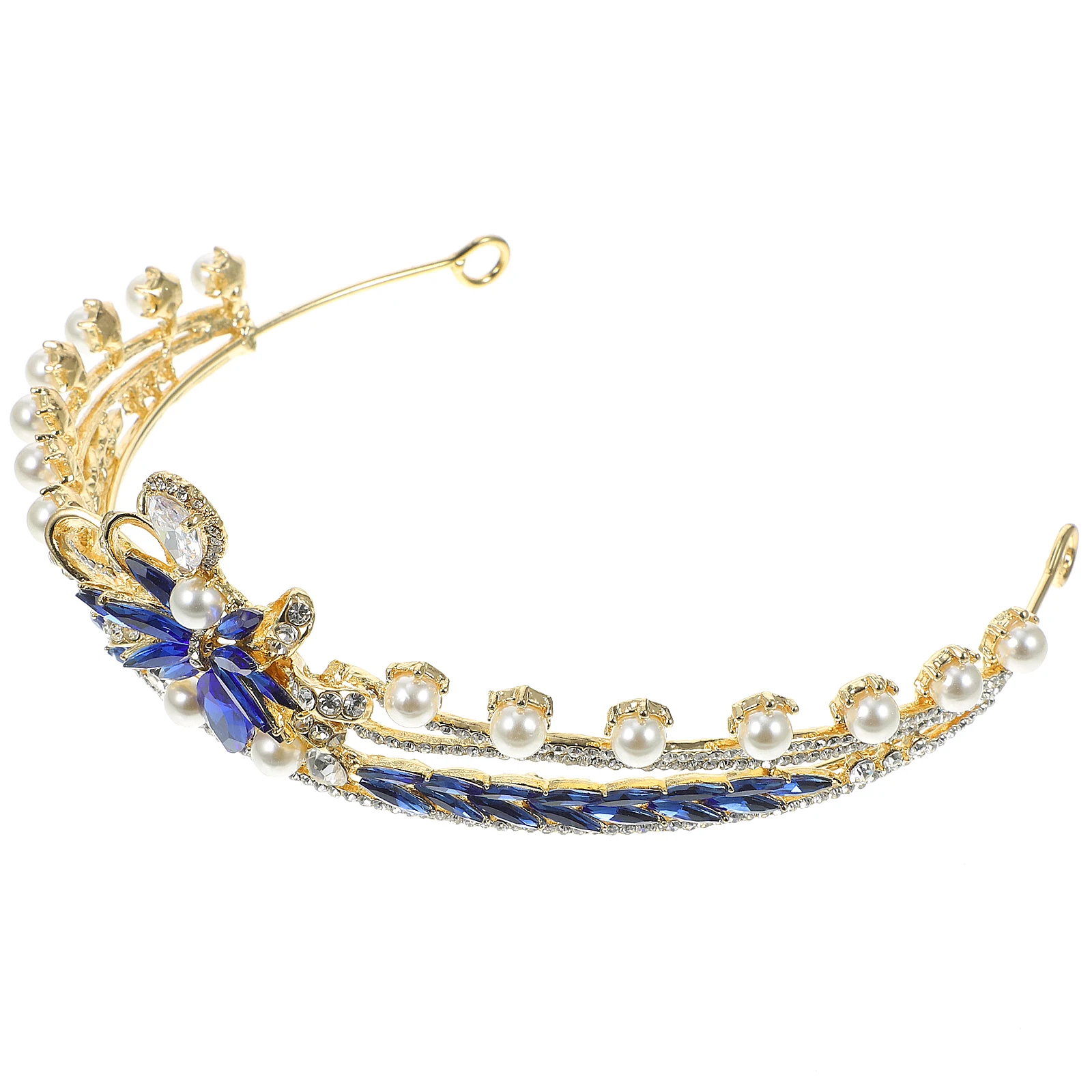 

Bride Headband Pearl Bow Crown Wedding Hair Accessories Crowns for Women Tiaras Blue Bridesmaid Bridal