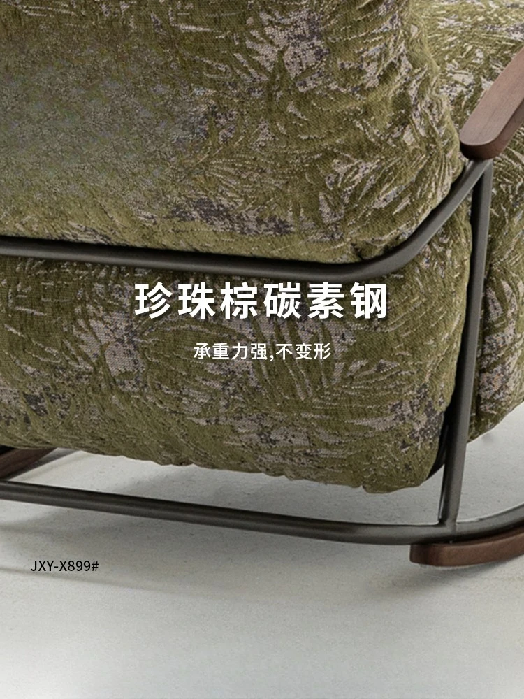 كرسي أريكة/كرسي ترفيهي فردي من القماش الإيطالي البسيط كرسي فردي هزاز كسول بسيط #3