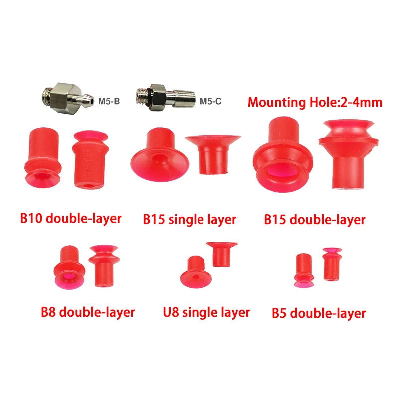 

Industrial pneumatic accessories Piab Type Red corrugated vacuum suction cup U8 U15 B5 B8 B10