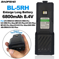 Baofeng BF-K5 Plus Walkie Talkie Upgraded Li-ion Battery 6800mAh Large Capacity For UV-5RH Pro Max UV-5RM K5Plus Two Way Radios