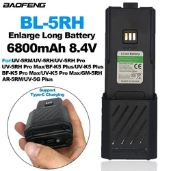 Baofeng BF-K5 Plus Walkie Talkie Upgraded Li-ion Battery 6800mAh Large Capacity For UV-5RH Pro Max UV-5RM K5Plus Two Way Radios