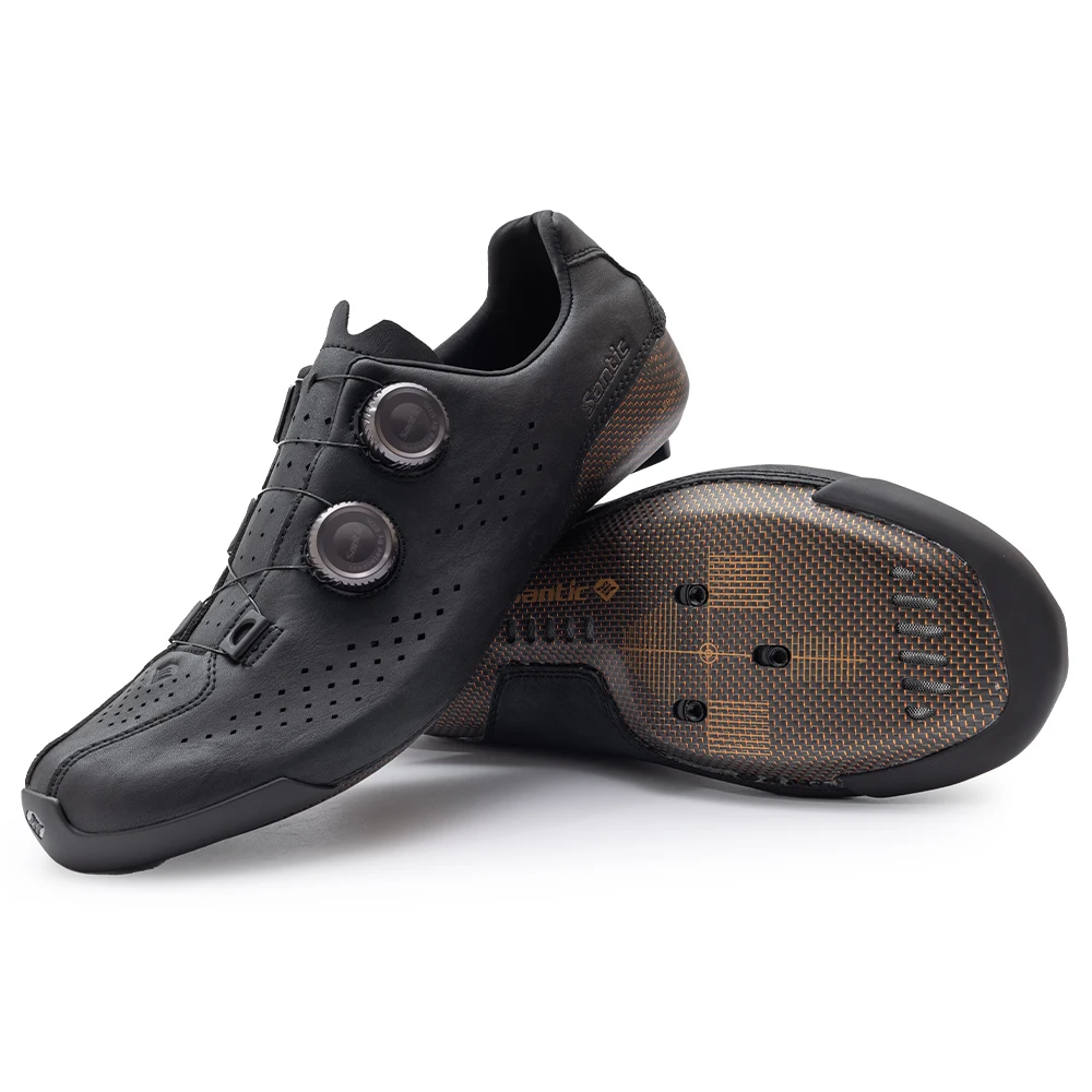 Santic Professional Road Cycling Shoes Men Carbon Fiber Sole Breathable Microfiber Mesh Rotating Buckle Road Bike Cleat Shoes