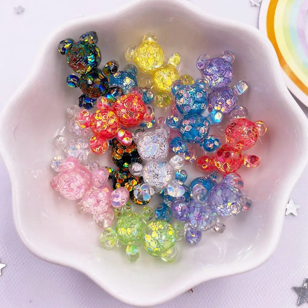 20pcs Resin Glitter Bepowder Cute Colorful Crystals Bear Flatback Rhinestone Appliques DIY Wedding Scrapbook Craft Ornament image 4