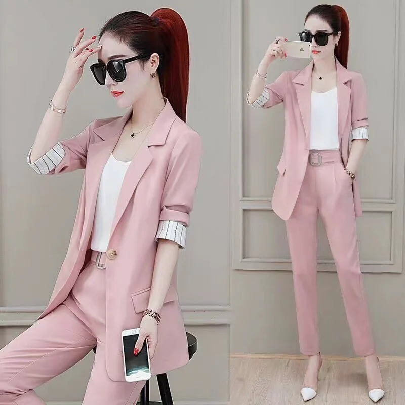 

Fashionable Two-Piece Suit Set for Women Elegant Quality European Style Long Sleeve Professional Workwear Polyester Fiber