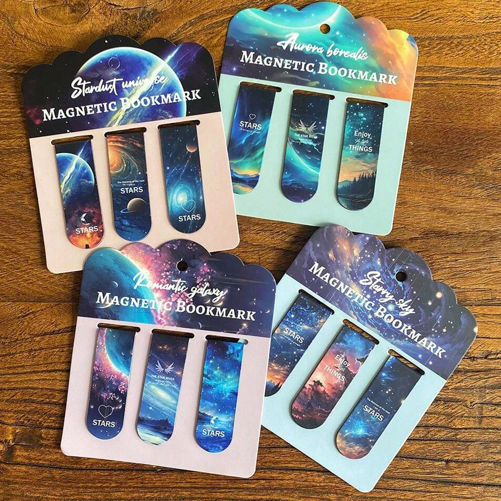 1 Set Fresh Starry Sky /Cactus Magnetic Bookmarks Books Marker of Page