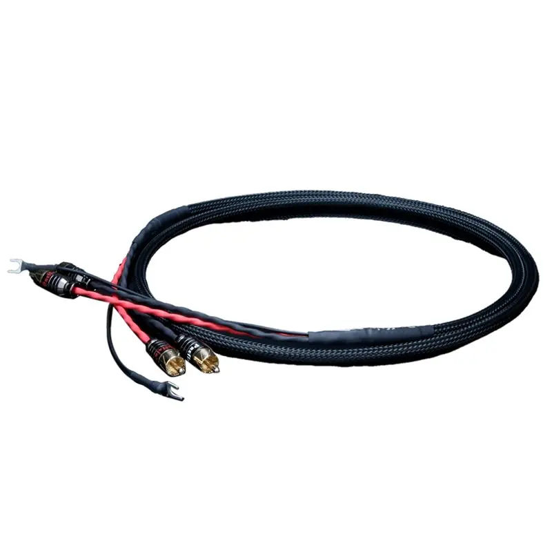 

【SLEEK 】Hifi RCA Phono Cable With Ground Wire Vinyl Record Player Cable 2RCA To 2RCA Grounding Spade Plug For CD Amplifier OFC