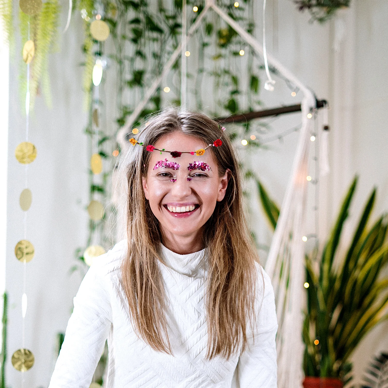 

Cute LED Flower Headband Flower Comfortable and Colorful Women Headpiece with Glowing Atmosphere for Celebrations