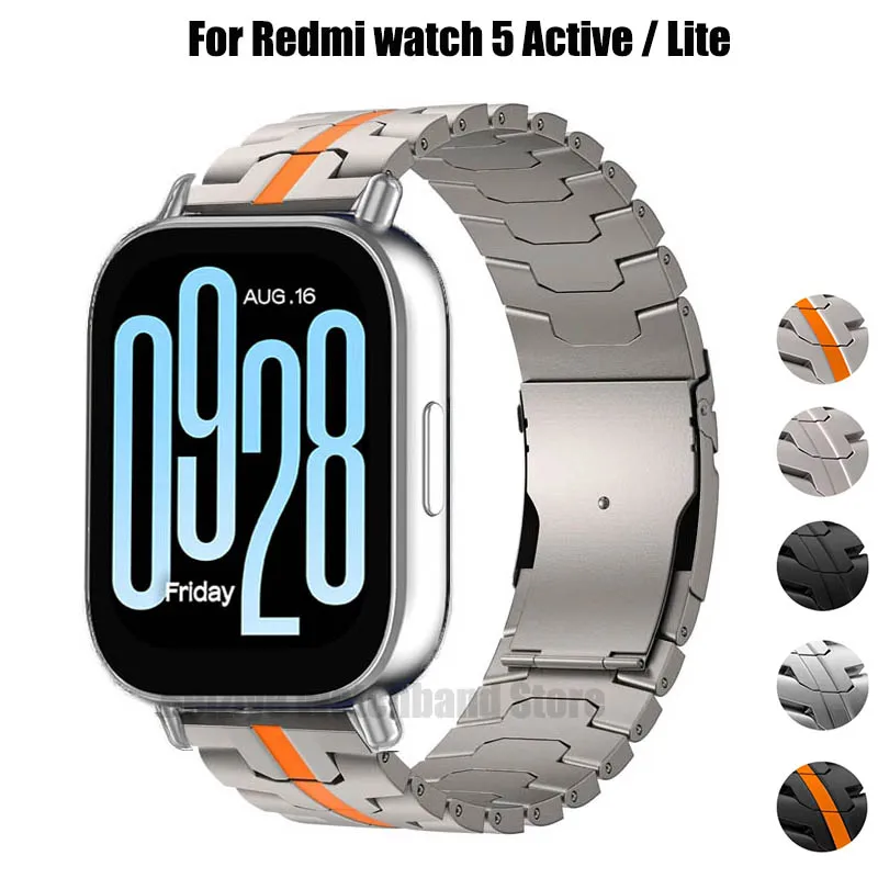 

Ремешок из нержавеющей стали для Redmi Watch 5 Active Lite, роскошный металлический браслет для Xiaomi Redmi Watch 5 Lite, ремешок 22 мм, браслет