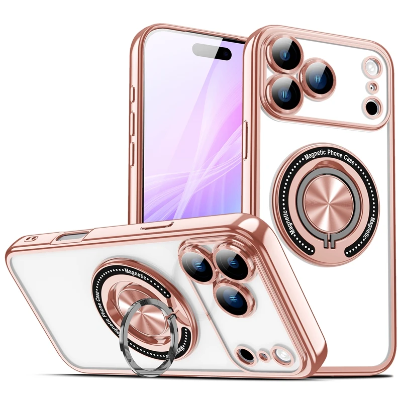 

360 Rotate Ring Holder Stand Magnetic Case for iPhone 17 AIR 16E 15 14 16 Plus 11 12 13 17 pro max Camera Glass Protector Cover