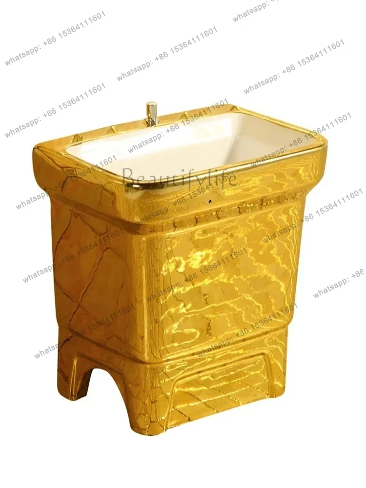 Large Size Wash Mop Pool Balcony Home Bathroom Golden Mop Pool Slot Small Size Golden Mop Basin Ceramic