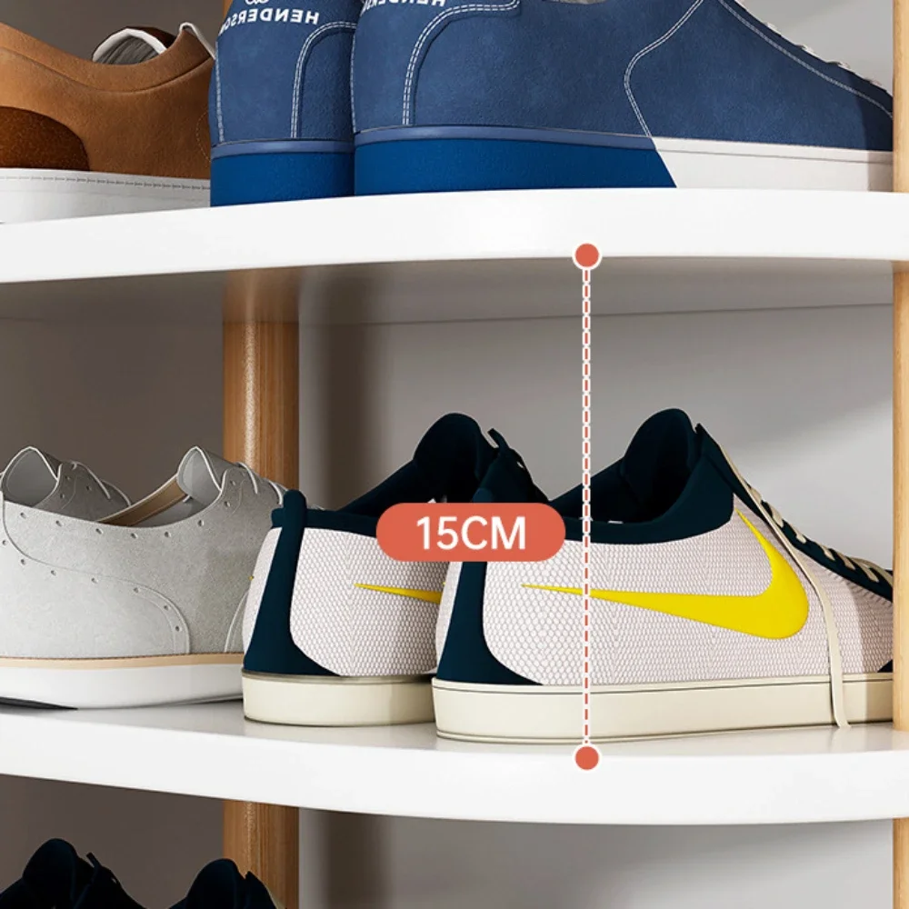رف الأحذية الخشبي متعدد الطبقات حامل منظم مضاد للاهتزاز توفير المساحة سهل التجميع رف أحذية بسيط من الخيزران المنزلي #4