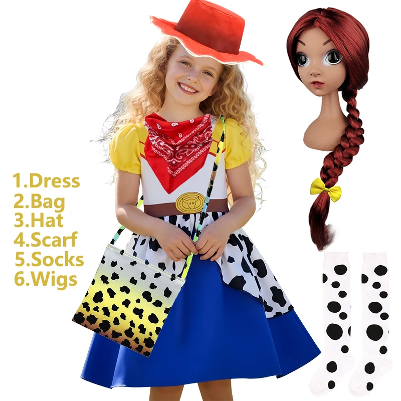 

2026 Girl's Bubble Sleeves Toy Story Jessie Princess Dress 2026 New Movie Fluffy Dress Carnival Performance Dress 2-12Y Clothes