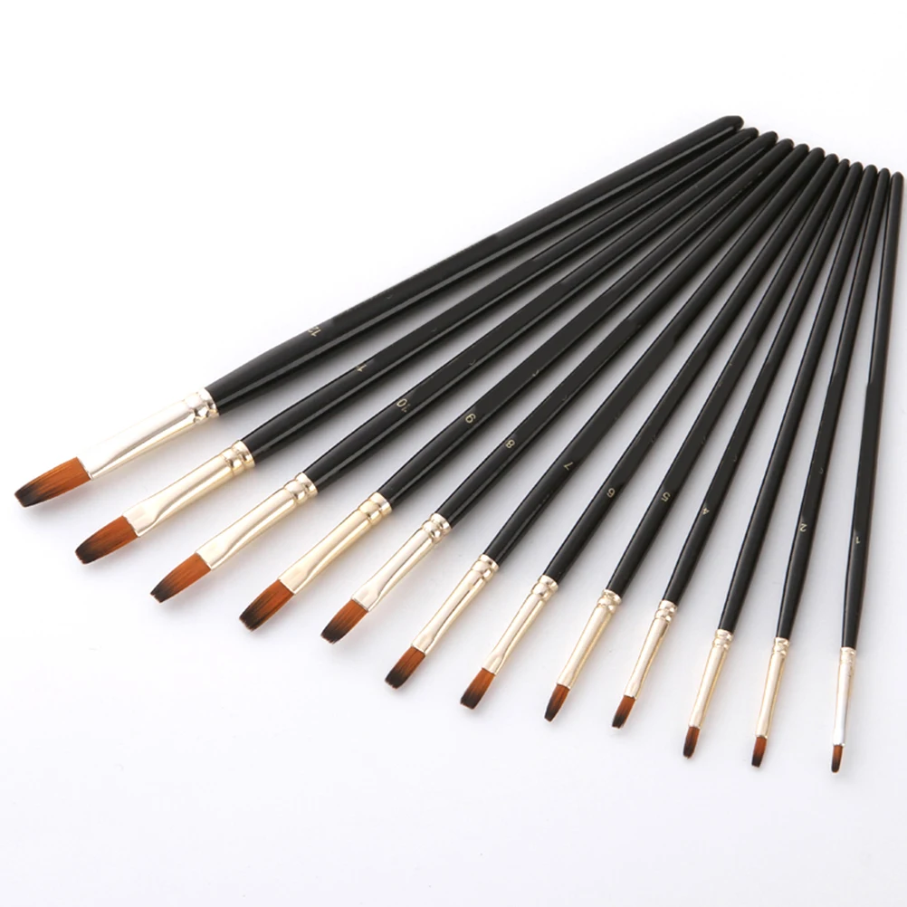 

12 Pcs Bristle Two-color Nylon Hair Pen Paint Brushes Painting Washable Products