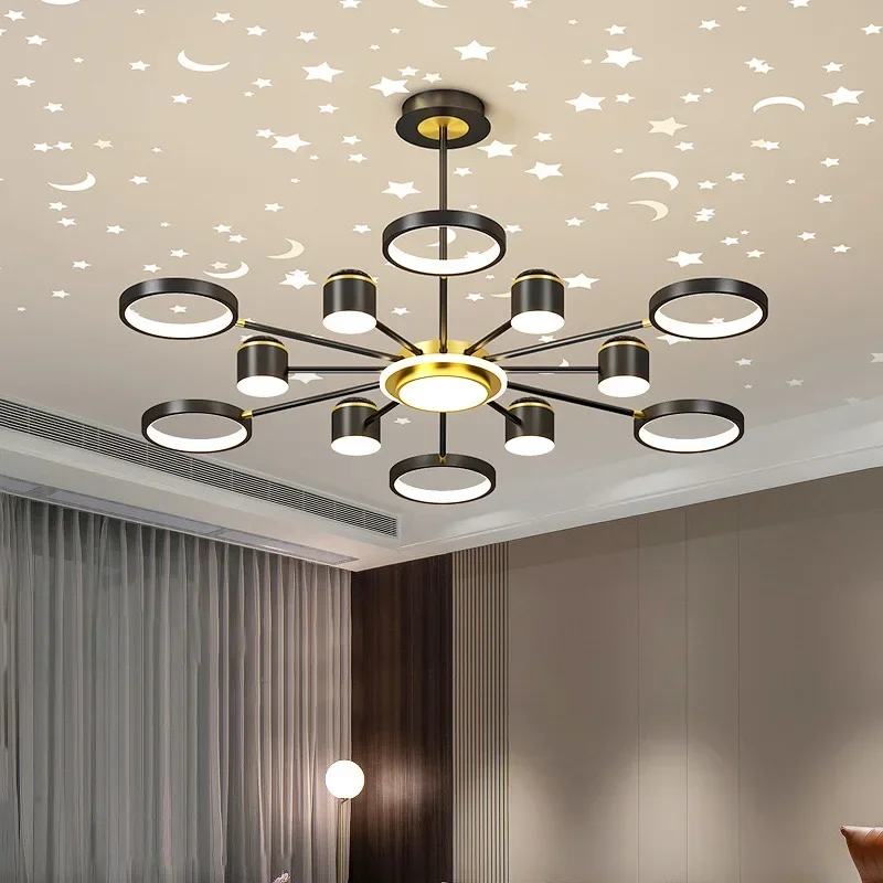 Modern Led Ceiling Chandelier For Living Room Bedroom Starry   Light Fixture White Interior Stepless  Lamp 2024
