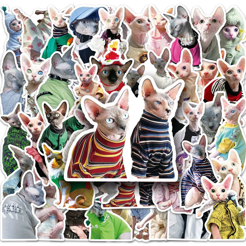 

10/30/50pcs Cute Cartoon Hairless Cat Stickers Animal Graffiti Sticker Skateboard Bike Notebook Suitcase Funny Decal Kids Toys