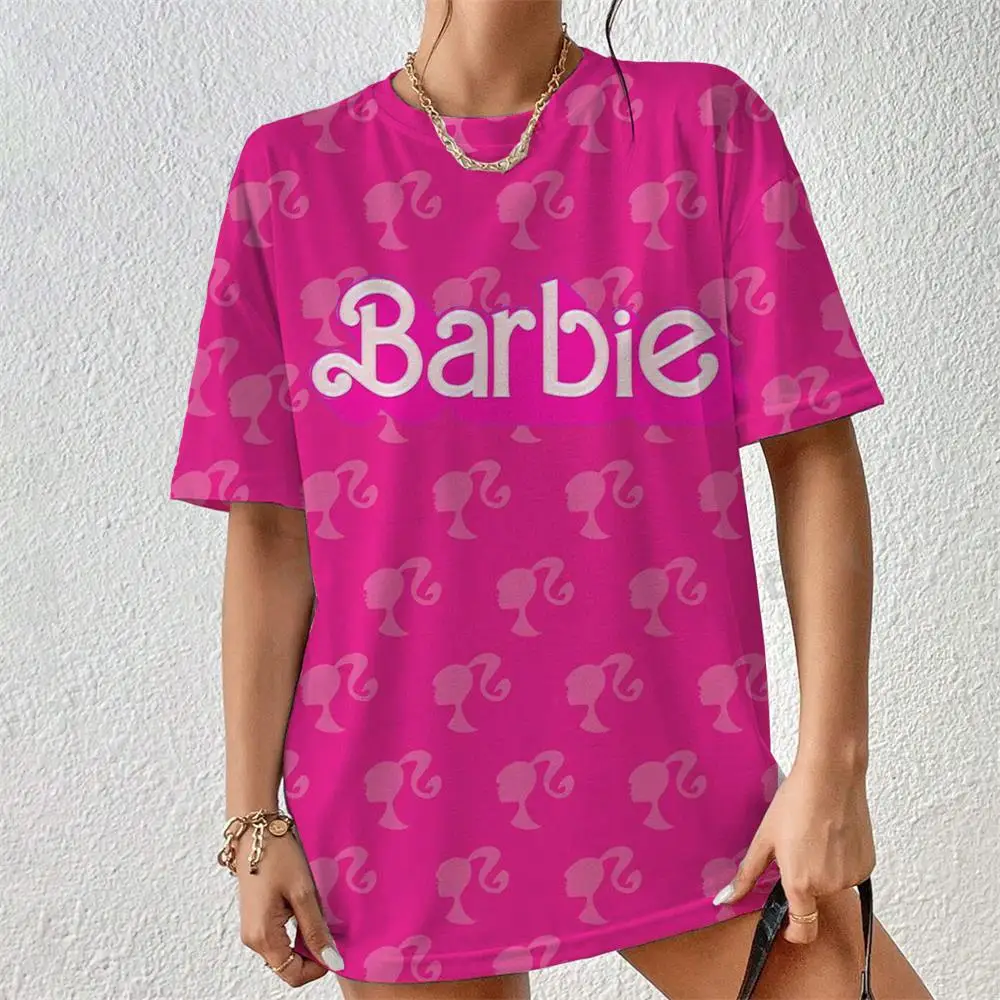 Women\'s T-shirt Kawaii Barbie Princess Printed 3D T-shirt Top Fashion Y2K Short sleeved T-shirt O-neck Women\'s Summer Large