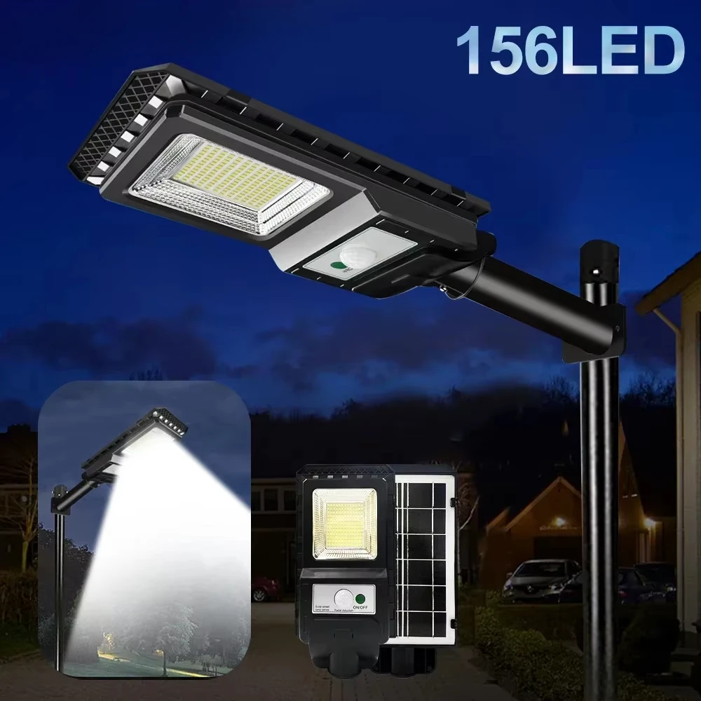 Solar LED Street Light Super Bright Outdoor 156LED Solar Powered Wall Lamp Waterproof Motion Sensor Garage Garden Fence Floodlig