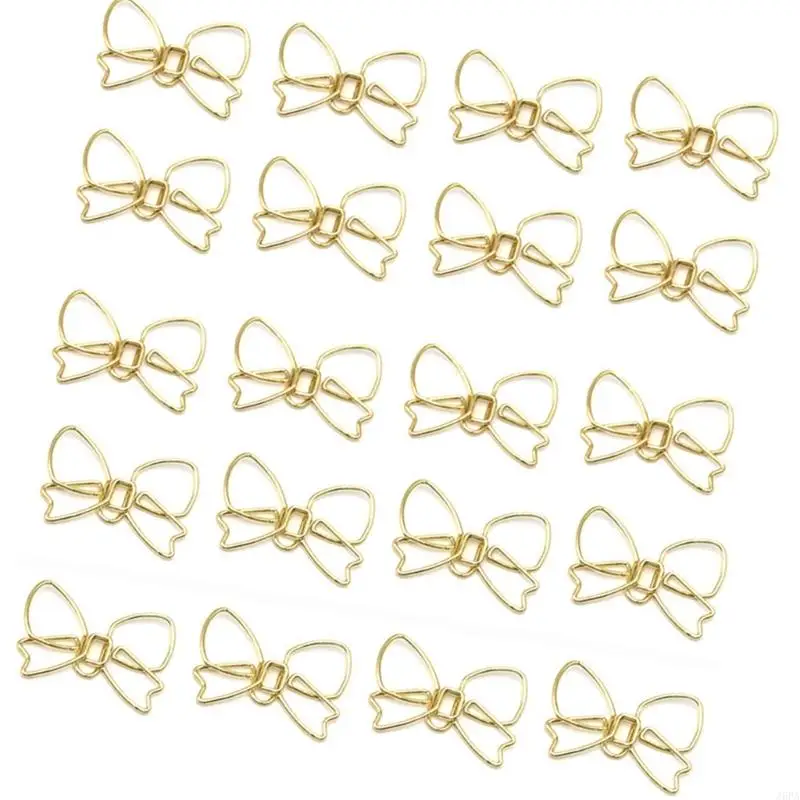 J6PA Bowknot Paper File Clips Metal Paper Clip Small Book Marker Clip for Office