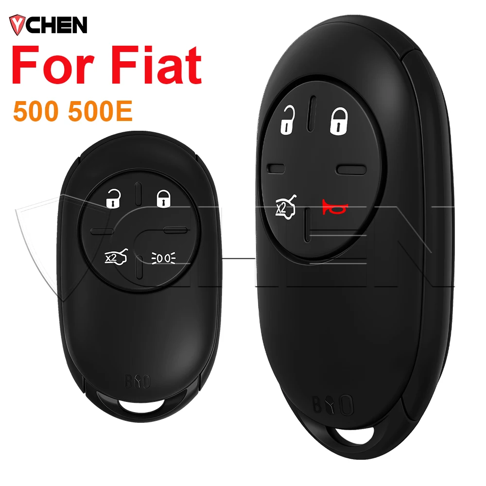Smart Car Key Fob Shell Case 4 Buttons For Fiat 500 500E 2020-2024 Replacement Remote Control Auto Key Cover No Uncut Blade
