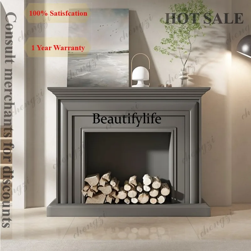 D1089 Modern simple living room fireplace decorative cabinet Italian minimalist fireplace rack wall storage cabinet