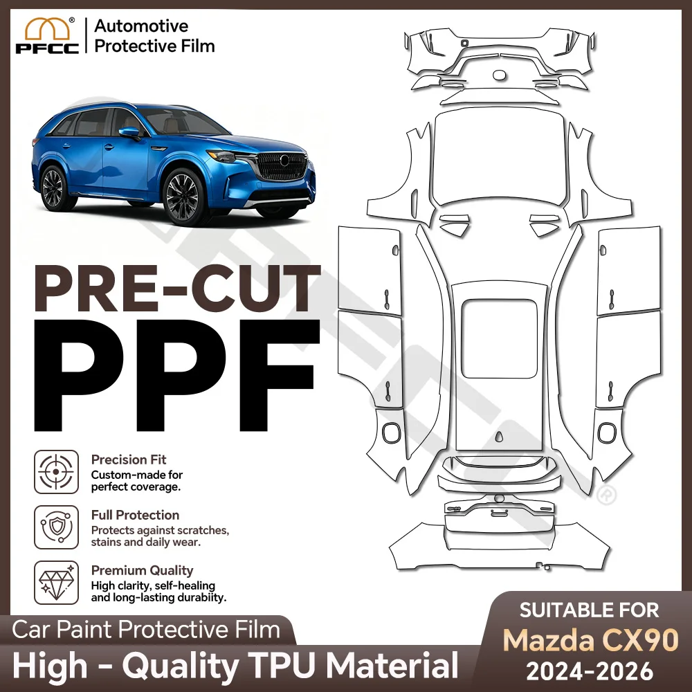 9Mil TPU For Mazda CX-90 CX90 2024-2026 Car Paint Protection Film Anti-scratch Pre-cut PPF Clear Bra Resistant Repairable Cover