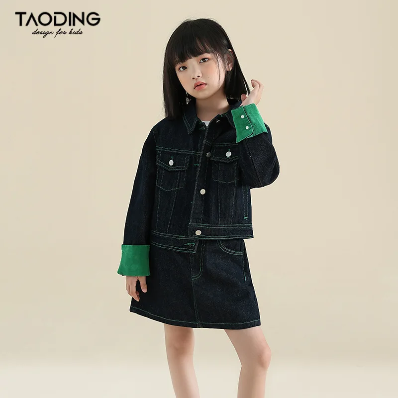 

Baby Girl Clothes Suit 2024 Spring and Autumn New Denim Suit Fashion Children Big Children's Dress Color Fashion Coat Skirt