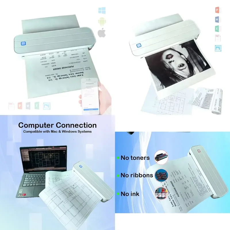 A4 210mm Mobile Thermal Portable 8 Inch Wireless Pos Impresora Portatil 80mm Invoice Receipt Hand Imprimante Label Mini