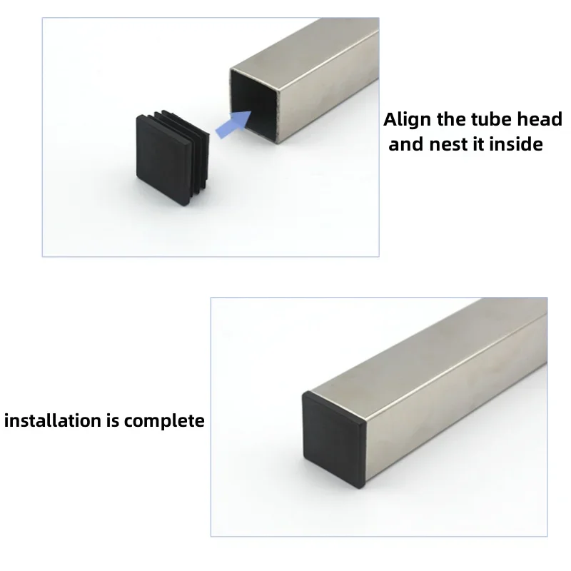 Square Pipe Plug13-120Black Insert Plugs Pipe Tube Cap Blanking End Caps Rectangular Furniture Tables Chairs Foot Pads Protector image 2