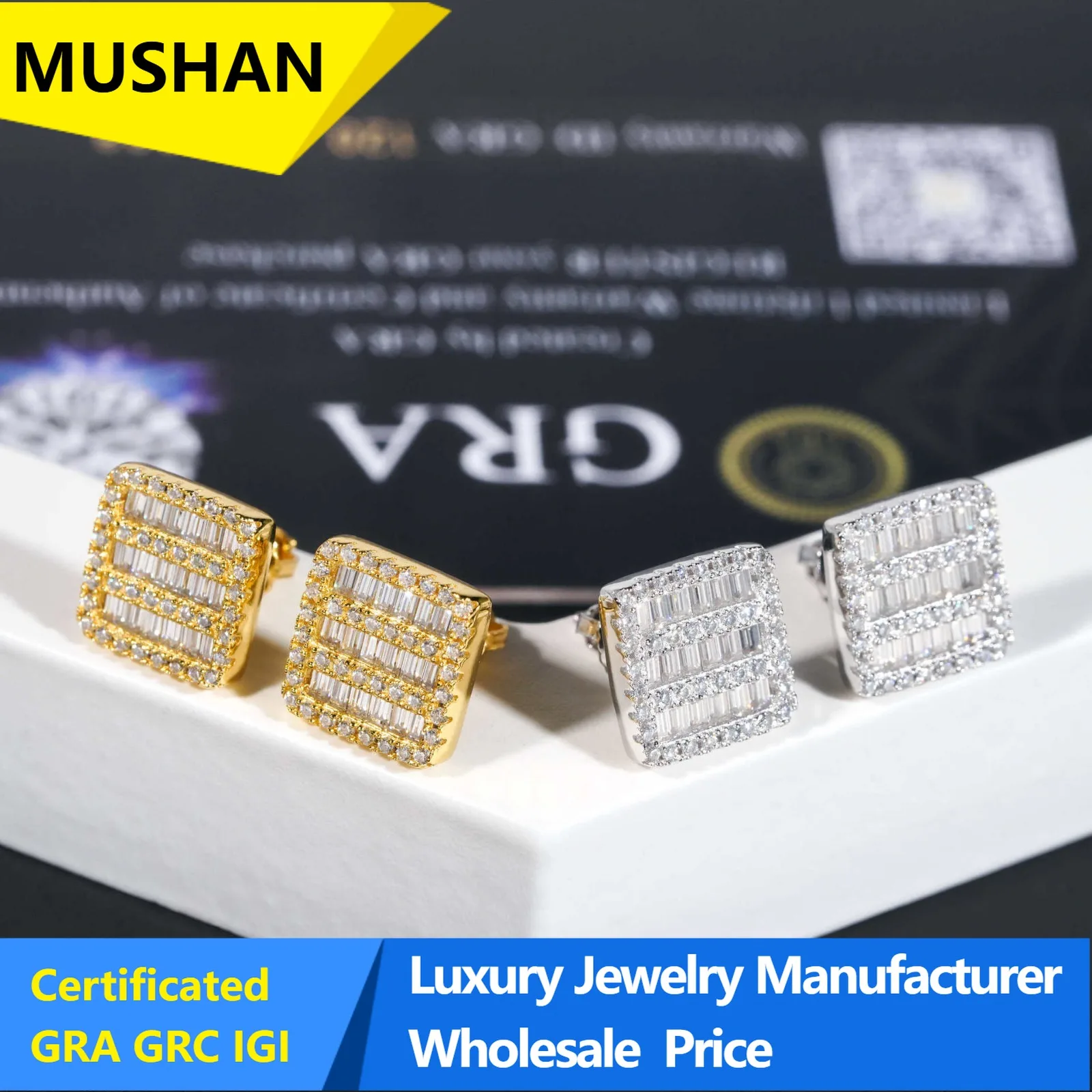 MuShan Jewelry Factory 925 Sterling Silver Stud Earrings for Women Men Unisex Hip Hop Style s925 Stud Drop Earrings Fine Jewelry