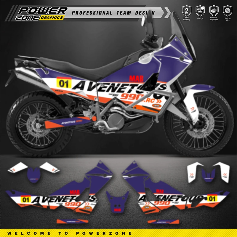 PowerZone Custom Team Graphics Backgrounds Decals for Stickers Kit For KTM ADVENTURE 2003-2016 ADV 990  Motorcycle Stickers 012